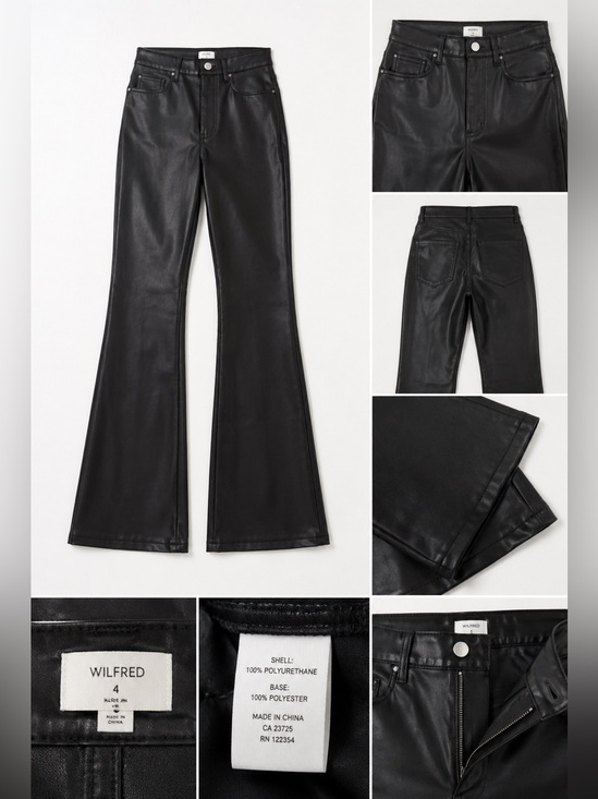 Wilfred Pants - Aritzia Wilfred Vegan Leather High Rise Flare Pants Black Size